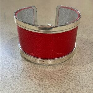 Brighton Vibrant Red Cuff Bracelet with Silver Trim